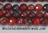 CBD376 15.5 inches 6mm faceted round poppy jasper beads