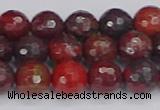 CBD377 15.5 inches 8mm faceted round poppy jasper beads