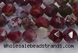 CBD383 15.5 inches 6mm faceted nuggets brecciated jasper beads