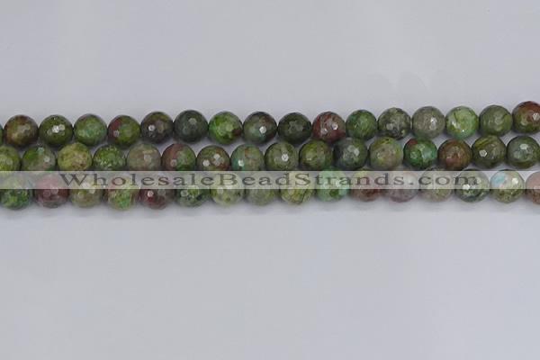 CBG103 15.5 inches 10mm faceted round bronze green gemstone beads