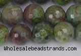 CBG104 15.5 inches 12mm faceted round bronze green gemstone beads