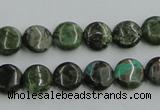 CBG14 15.5 inches 10mm flat round bronze green gemstone beads