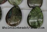 CBG24 Top-drilled 22*30mm flat teardrop bronze green gemstone beads