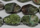 CBG67 15.5 inches 18*25mm wavy teardrop bronze green gemstone beads