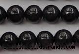 CBJ657 15.5 inches 8mm round black jade beads wholesale