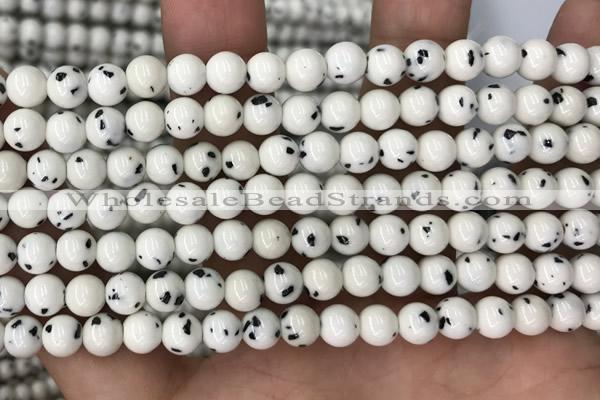 CBJ746 15.5 inches 6mm round dalmatian jade gemstone beads wholesale