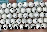 CBJ749 15.5 inches 12mm dalmatian round jade gemstone beads wholesale