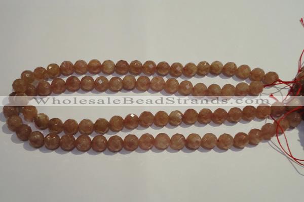 CBQ10 15.5 inches 10mm faceted round strawberry quartz beads