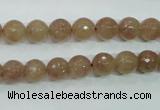 CBQ212 15.5 inches 8mm faceted round strawberry quartz beads