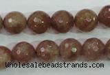 CBQ214 15.5 inches 12mm faceted round strawberry quartz beads