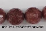 CBQ218 15.5 inches 20mm faceted round strawberry quartz beads