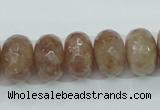 CBQ224 15.5 inches 10*16mm faceted rondelle strawberry quartz beads