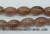 CBQ226 15.5 inches 10*14mm rice strawberry quartz beads