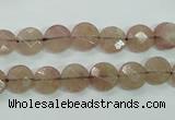 CBQ240 15.5 inches 8mm faceted coin strawberry quartz beads