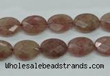 CBQ252 15.5 inches 10*14mm faceted oval strawberry quartz beads