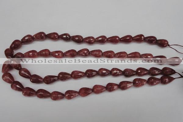 CBQ268 15.5 inches 10*15mm faceted teardrop strawberry quartz beads