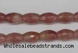 CBQ270 15.5 inches 8*12mm faceted rice strawberry quartz beads