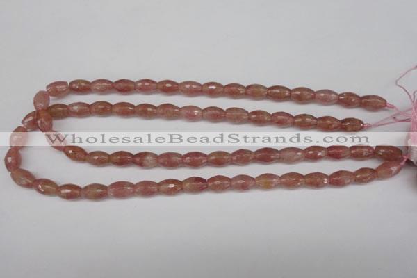 CBQ270 15.5 inches 8*12mm faceted rice strawberry quartz beads