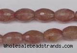 CBQ271 15.5 inches 10*14mm faceted rice strawberry quartz beads