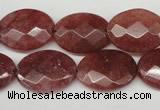 CBQ279 15.5 inches 15*20mm faceted oval strawberry quartz beads