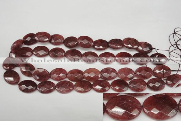 CBQ279 15.5 inches 15*20mm faceted oval strawberry quartz beads