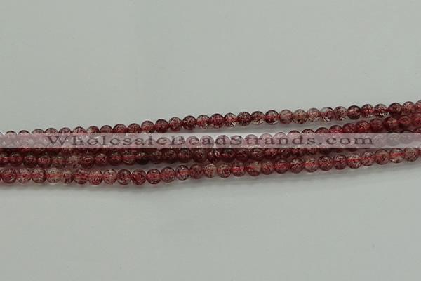 CBQ310 15.5 inches 4mm round natural strawberry quartz beads