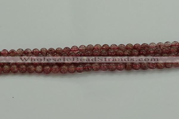 CBQ311 15.5 inches 6mm round natural strawberry quartz beads