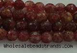 CBQ330 15.5 inches 4mm faceted round strawberry quartz beads