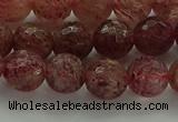 CBQ332 15.5 inches 8mm faceted round strawberry quartz beads