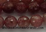 CBQ333 15.5 inches 10mm faceted round strawberry quartz beads