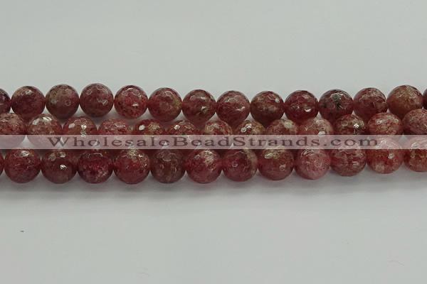 CBQ334 15.5 inches 12mm faceted round strawberry quartz beads