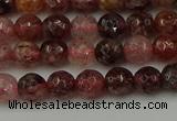 CBQ411 15.5 inches 6mm faceted round strawberry quartz beads