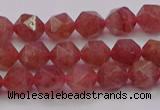 CBQ431 15.5 inches 6mm faceted nuggets strawberry quartz beads