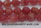 CBQ432 15.5 inches 8mm faceted nuggets strawberry quartz beads