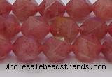 CBQ433 15.5 inches 10mm faceted nuggets strawberry quartz beads