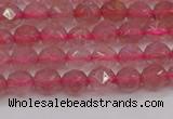 CBQ436 15.5 inches 6mm faceted nuggets strawberry quartz beads