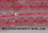 CBQ437 15.5 inches 8mm faceted nuggets strawberry quartz beads