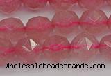 CBQ438 15.5 inches 10mm faceted nuggets strawberry quartz beads