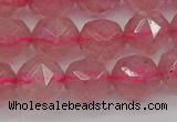 CBQ439 15.5 inches 12mm faceted nuggets strawberry quartz beads