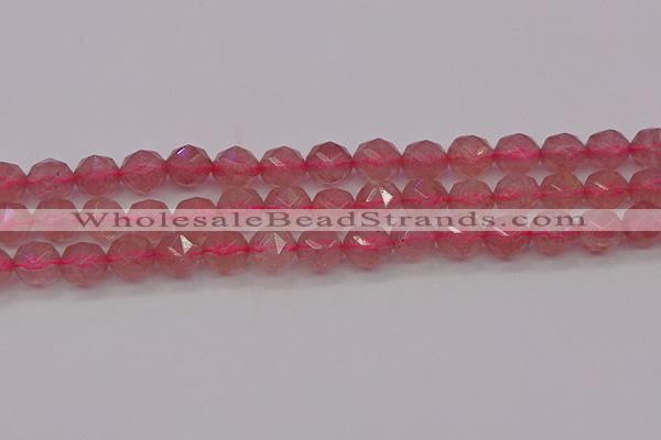 CBQ439 15.5 inches 12mm faceted nuggets strawberry quartz beads