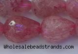 CBQ456 15.5 inches 15*20mm faceted teardrop strawberry quartz beads