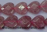 CBQ468 15.5 inches 10mm faceted heart strawberry quartz beads