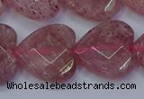 CBQ471 15.5 inches 16mm faceted heart strawberry quartz beads