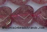 CBQ473 15.5 inches 20mm faceted heart strawberry quartz beads