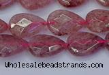 CBQ476 15.5 inches 10*14mm faceted flat teardrop strawberry quartz beads