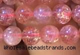 CBQ559 15.5 inches 6mm round golden strawberry quartz beads