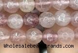 CBQ571 15.5 inches 6mm faceted round strawberry quartz beads