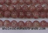 CBQ601 15.5 inches 6mm round natural strawberry quartz beads