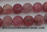 CBQ661 15.5 inches 8mm round matte strawberry quartz beads