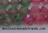 CBQ682 15.5 inches 8mm faceted nuggets mixed strawberry quartz beads